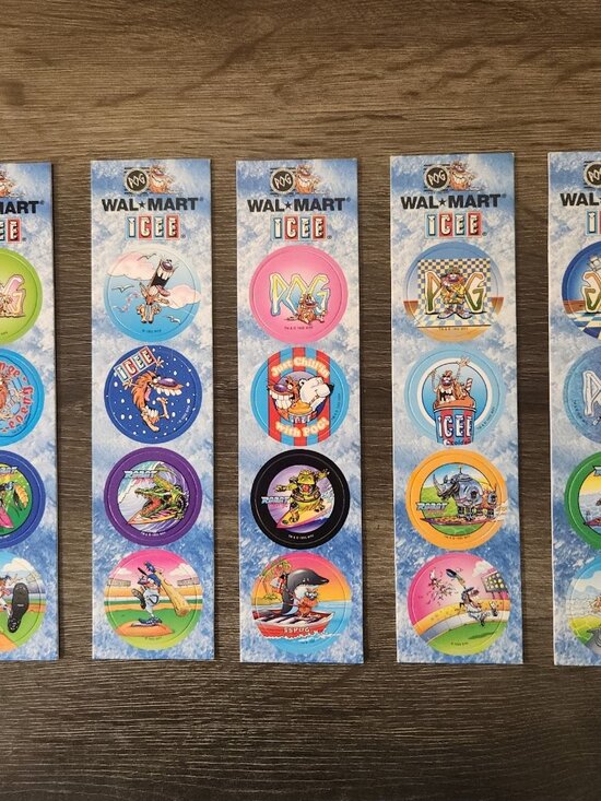 POGS Other - POGS Milkcaps WAL-MART ICEE Complete Set Intact on Cards 1995 90's Rare Vintage